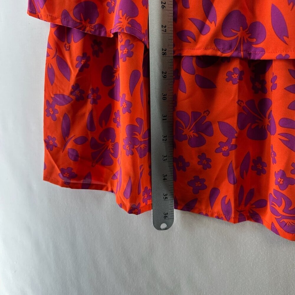 PRETTYGARDEN Dress Size M Peasant Sundress Floral Smocked Tiered Cap Sleeve Red - Picture 12 of 12